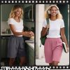 3 Pack Women's 8" Bermuda Shorts, High Waist Stretch Casual Knee Length Bottoms Summer Athletic Gym Short with Pocket