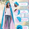 Blue Fairy Hooded Cloak Costume Cape Cosplay Princess Costume for Women Adult Halloween Outfit Girl