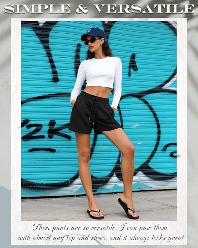 3 Pack Women's Sweat Shorts Comfy Casual Lounge Drawstring High Waisted Summer Athletic Shorts with Pockets