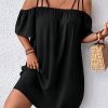 Women's Plus Size Dresses Off Shoulder Short Sleeve Short Dresses Causal Loose Tunic Summer Dress
