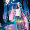 Blue Fairy Hooded Cloak Costume Cape Cosplay Princess Costume for Women Adult Halloween Outfit Girl