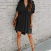 Women's Babydoll Short Sleeve Tunic Dress V Neck Cute Casual Loose Dresses
