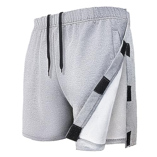 Unisex Hip Knee Surgery Recovery Shorts Men Tear Away Short Pant Breakaway Velcro Snap Shorts Adaptive Clothing Women