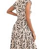Women's Summer Ruffled Sleeve Dresses V Neck Empire Waist Mini Sundress with Pockets 2025 New