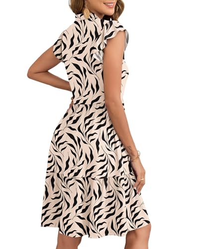 Women's Summer Ruffled Sleeve Dresses V Neck Empire Waist Mini Sundress with Pockets 2025 New