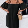 Women's Plus Size Dresses Off Shoulder Short Sleeve Short Dresses Causal Loose Tunic Summer Dress
