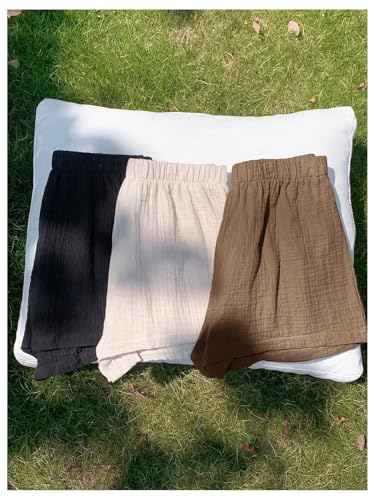 Women's 3 Pack Linen Shorts Summer Lounge Sleep Pajama Boxer Shorts