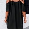 Women's Plus Size Dresses Off Shoulder Short Sleeve Short Dresses Causal Loose Tunic Summer Dress