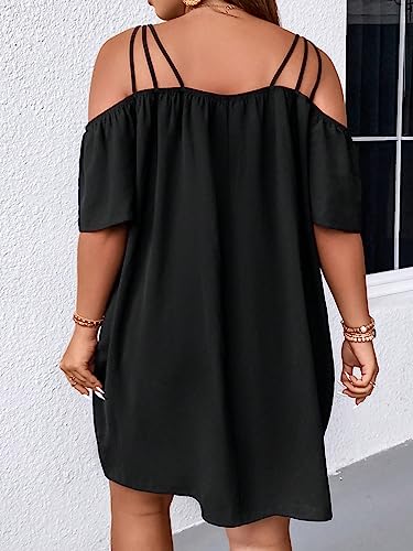 Women's Plus Size Dresses Off Shoulder Short Sleeve Short Dresses Causal Loose Tunic Summer Dress