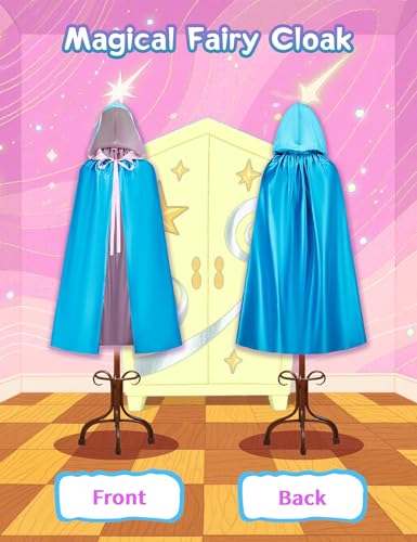 Blue Fairy Hooded Cloak Costume Cape Cosplay Princess Costume for Women Adult Halloween Outfit Girl