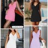 Women's Sexy V Neck Sleeveless Backless Ruffles Dress for Women Elegant Mesh Party Fitted Cocktail Mini Dresses