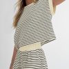 2 Piece Lounge Set Women Stripe Knit Short Sleeve Tee Shirts Shorts Casual Summer Loungewear Shorts Sets