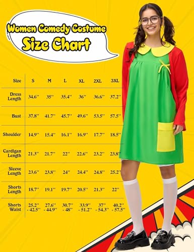 Halloween Costume Women Adult 6pcs Set Funny Cute Outfit Red Green Dress Costumes Plus Size Mexican Comedy Cosplay Party