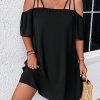 Women's Plus Size Dresses Off Shoulder Short Sleeve Short Dresses Causal Loose Tunic Summer Dress