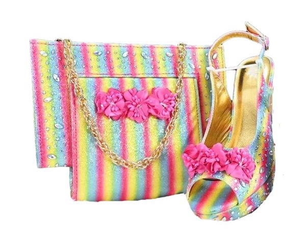 African Womens Summer Sandals Bag Set High Heel Party Pumps Matching Handbag Femmes Wedding Guest Attire