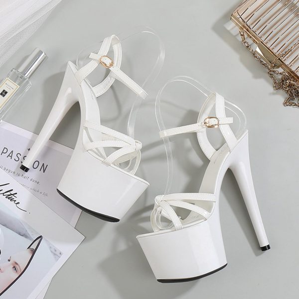 High Heel 20cm Platform Stiletto High Heels for Women Dressy Wedding Prom Heeled Sandals Open Toe Buckle Ankle Strappy Sandals