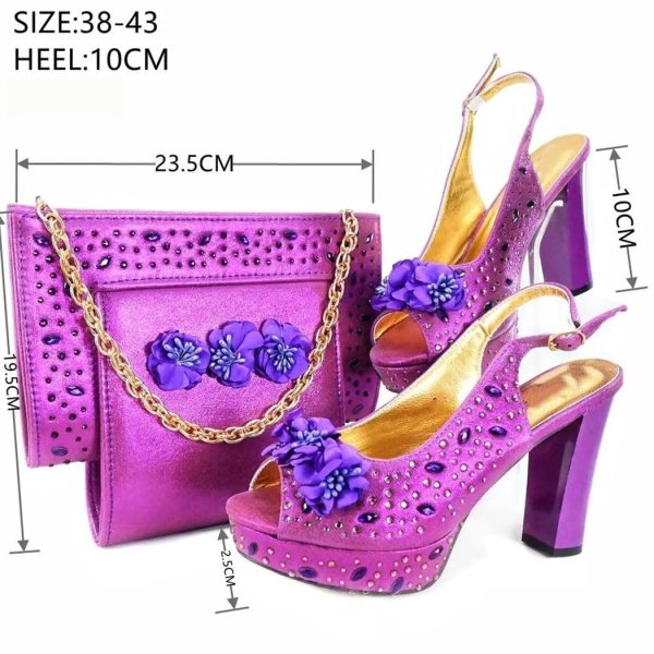 African Womens Summer Sandals Bag Set High Heel Party Pumps Matching Handbag Femmes Wedding Guest Attire